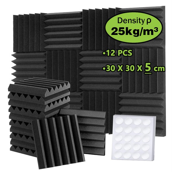 Foneso 12 Pack Set Acoustic Foam Panels, 2" x 12"