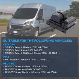 Dixhills Car Electric Window Switch Window Regulator Button Car Window Regulator Electric Window Switch Power Window Switch Replacement for Relay II Ducato III Boxer 2006- Part Number 6490X9 735421419