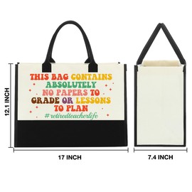 Nvhai Retirement Gifts for Teacher Women, Retired Teacher Gifts Canvas Tote Bag for Women Shopping Grocery Bag