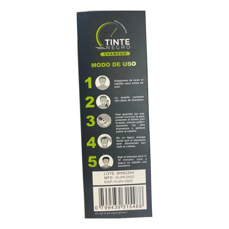 Shampoo Canas Tinte Cabello Color Negro