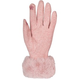 styleBREAKER 09010038 Women's Touchscreen Gloves Plain with Faux Fur Trim, Warm Finger Gloves, Winter, rose