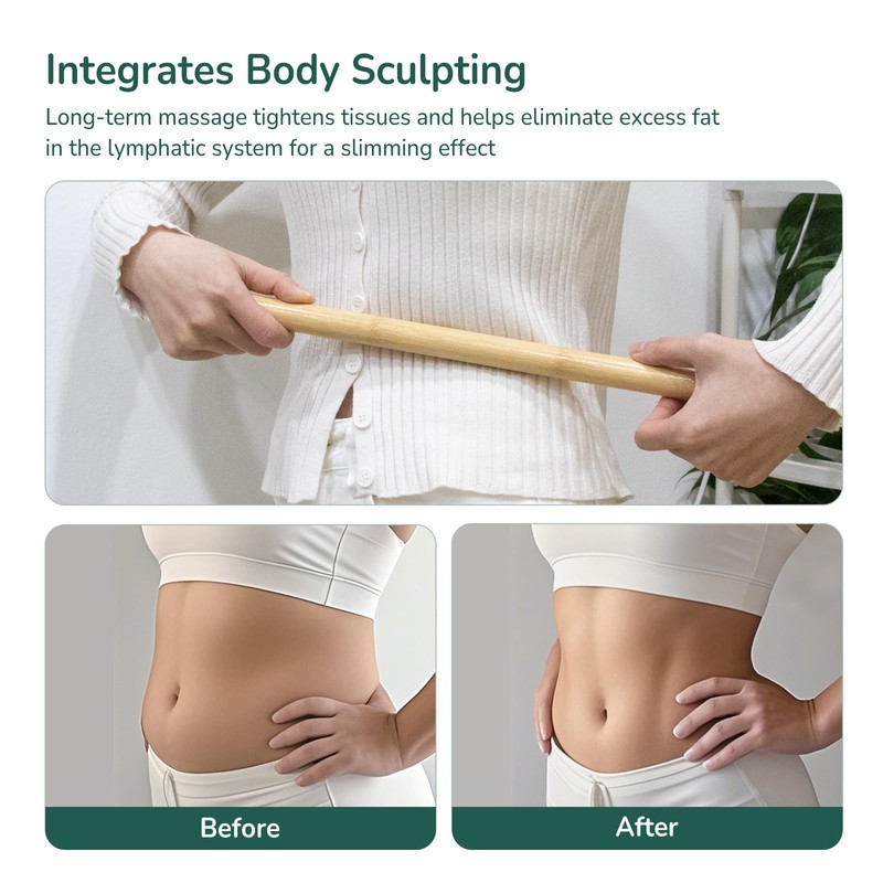 Goodtar 2 PCS Solid Bamboo Massage Stick Set for Body