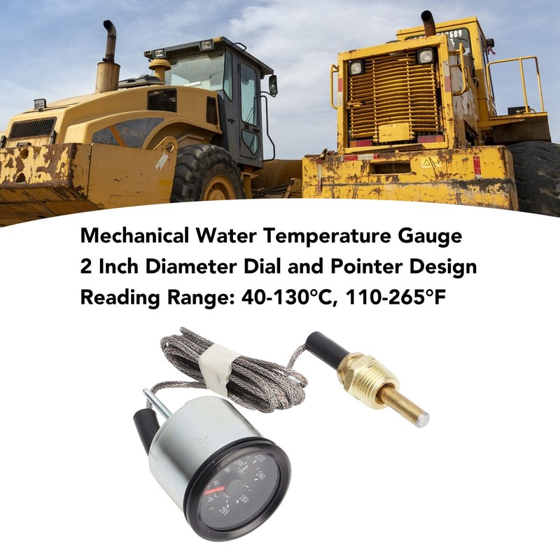 Water Temperature Gauge with Sensor 52mm Dial Pointer Mechanical Water