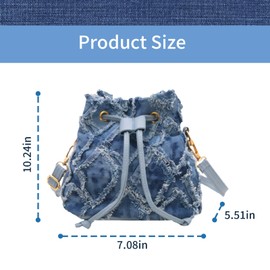 PASDUCHAS Denim Bags for Women 2025, Blue Jean Bucket Purses, Denim Handbag