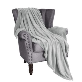 Exclusivo Mezcla Soft Flannel Fleece Velvet Plush Throw Blanket – 50" x 60" (Light Grey)