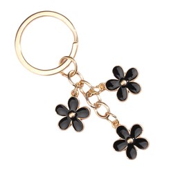 scicent Keychain Flowers Charms Enameled Chain Tassel Keyring for Women Girls Gifts Purse Bag Accessories, Black90