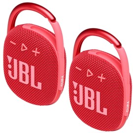 JBL 2 Pack Clip 4 Waterproof Wireless Audio Bluetooth Speaker Bundle (Red)