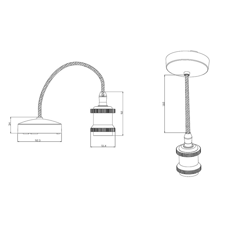 Knightsbridge 6 Inch E27 Vintage Pendant Set in Polished Brass,