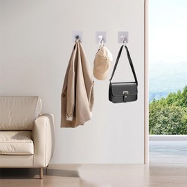 Gripebao 10 Pack Adhesive Ceiling Hooks, Self Adhesive Wall Hooks Heavy Duty, Sticky Hooks for Hanging Towel, No Damage Under Cabinet Kitchen Hooks for Utensils, Stick on Utility Hooks Bathroom, Gray