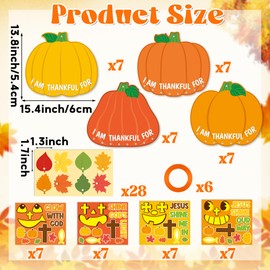 WATINC Fall Pumpkin Craft Kit - 28Pcs Christian Thankful Pumpkin Hanging Ornaments with Leaves Strings Decor, DIY Religious FALL Thanksgiving Pumpkin Faith Craft for Kids School Party Home Activities