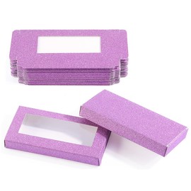 30 Pcs Glitter Empty Lash Boxes, Clear Window Eyelash Packaging Boxes, Portable Multipurpose Small Cosmetic Storage Case for Lash Business, Makeup Artist, Travel & Daily Use(Purple)