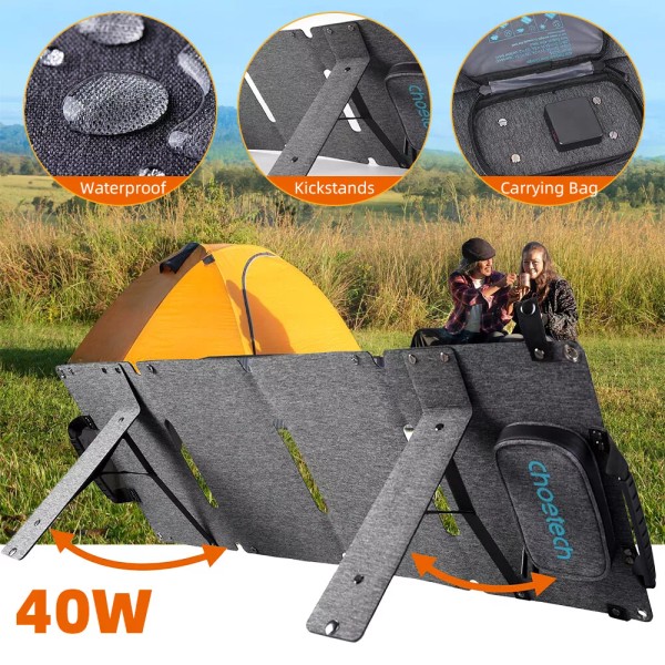 KEPEAK Foldable 40W Portable Solar Panel Charger Waterproof w/ Kickstand