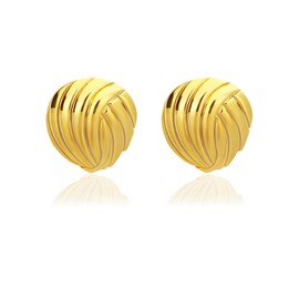 Chunky Gold Earrings for Women Trendy, Hypoallergenic Wavy Button Stud Earrings Trendy Jewelry Gift for Women