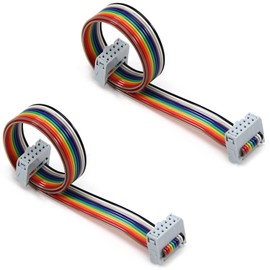Fielect 2pcs IDC Rainbow Wire Flat Ribbon Cable 10 Pin 30cm Length 2.54mm Pitch