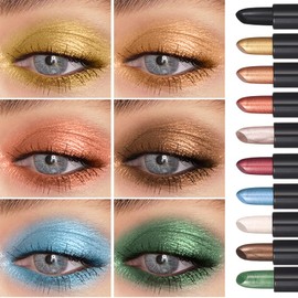 Glitter Eyeshadow Pen, 6 Pieces Eyeshadow Pen, Can Be Used as Highlighter or Eyeliner, Waterproof, Long-Lasting Eyeshadow Pencil, Crayon, Shimmering Shine Eyeshadow Pen, Long-Lasting and Smooth