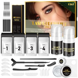 Lucoss 2025 Eyelash Lifting Set with Dyeing Brown and Black, Eyelash Lifting Gift Set, Lash Lifting Set, Brow Lamination Kit, Eyelash Lifting Set with Colour Black Updated Glue