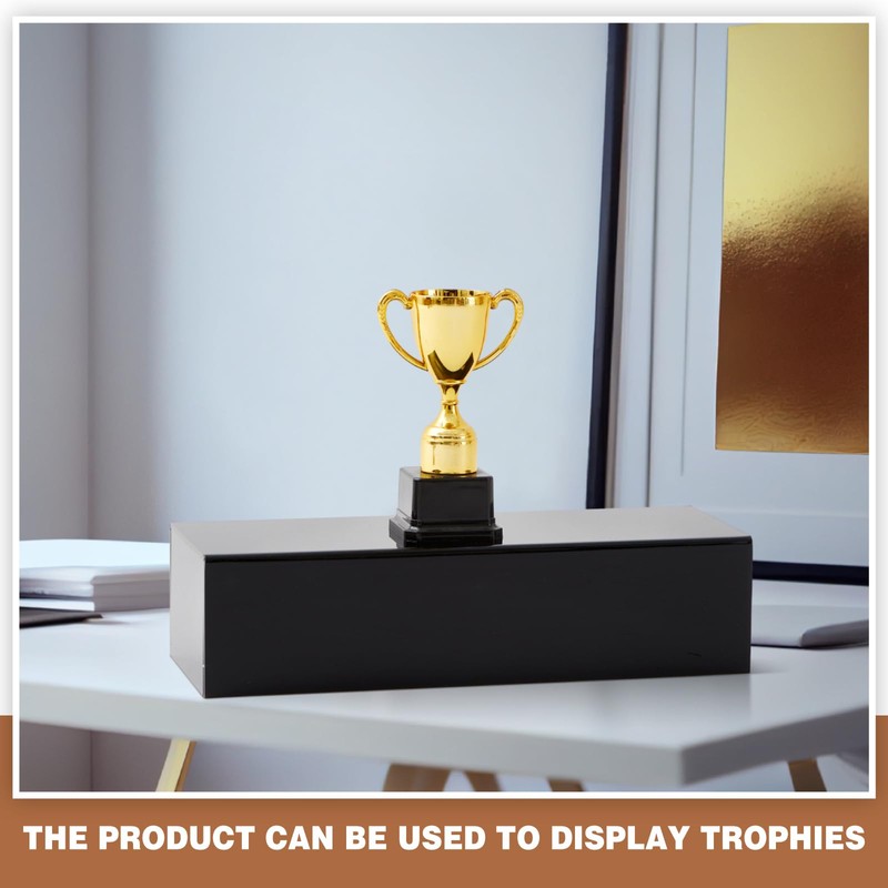 Chunful Black Acrylic Display Box Riser Trophy Base Acrylic Pedestal