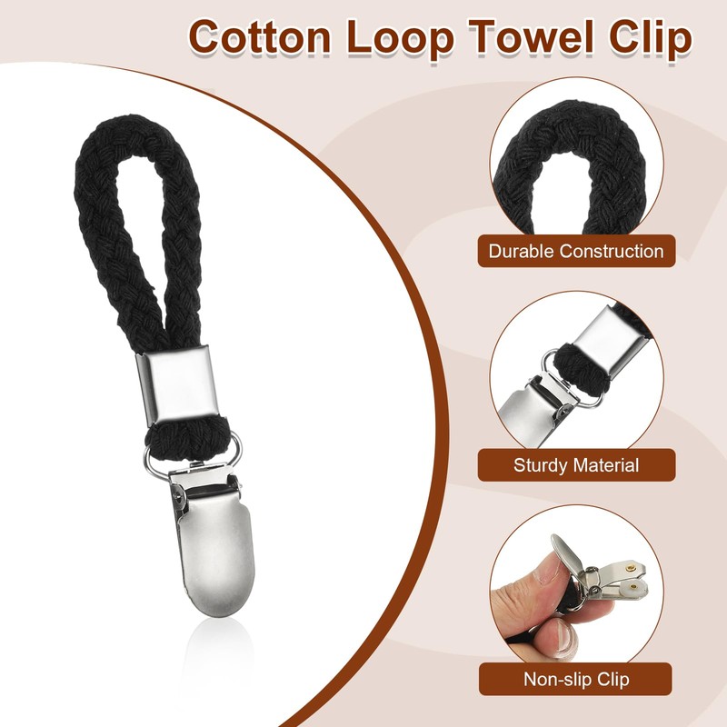 PATIKIL 5 Pcs Hanging Tea Towel Clips, 0.9" Width Braided