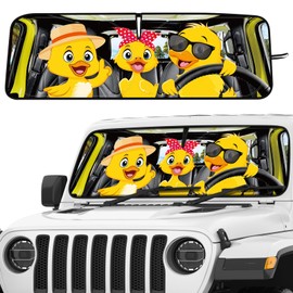 DaisyInner Duck Windshield Sun Shade Compatible with Jeep Jl Jlu 2018-2025 & Compatible with Gladiator 2020-2025, Foldable Windshield Sun Visor Blocks UV Rays, 17. 7" x 56. 3"