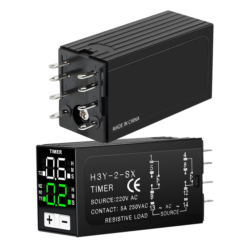 SiRyder Timer 220V 0.1S-99H Digital Relay Cycle Control with Socket
