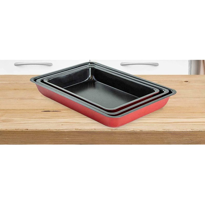 Roasting Tray 3-Piece Set: Non-Stick Deep Oven Baking Tray Set