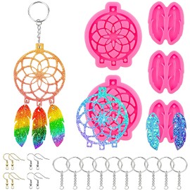 Kettion 103 Piezas Molde para Atrapasueños, Resina Moldes de Silicona para Pendientes de Pluma Colgante llavero