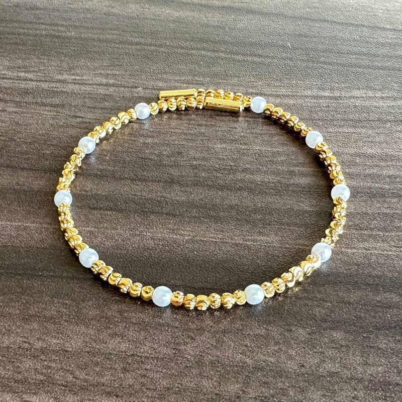 Heavstjer Fashion 18K Gold Plated Adjustable Arm Wristband Faux Pearl