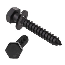 ORTAVA M8 x 40 Hexagon Wood Screws with Washers, Wood Screws Stainless Steel A2V2 - DIN571, Pack of 10