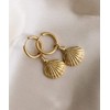 LOYATA Clam Shell Dangle Earrings Gold Huggie Hoop 14K Gold