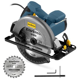 Enventor Circular Saw Corded, 11A Electric Circular Saws 7-1/4-Inch with 24T Blade Saw, Max Cutting Depth 2-7/16"(90°), 1-8/9"(0°-45°), Single Handed Bevel, 6,000RPM
