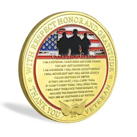 Glamtune US Military Veterans Creed Challenge Coin Thank You for Your Service