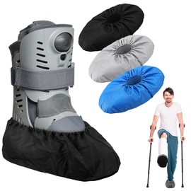 Mepase 12 Pieces Fracture Walking Boot Cover Recovery Reusable Boot Cover Waterproof Non Skid Foot Brace Cover for Walking Boot Cast Rain Cover, Black Gray Blue (14.96 x 5.51 Inches)