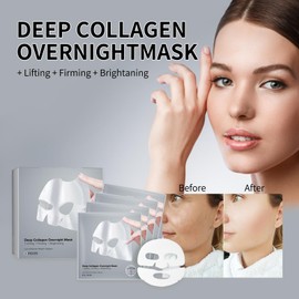 Deep Collagen Overnight Mask – Firming & Hydrating Sheet Mask with Peptides – Low Molecular Collagen for Smoother, Plumper Skin – 4 Pack (4 PACK)