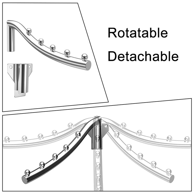 Wall Mount Clothes Hanger,180° Folding Clothes Rail for Bedrooms,Laundry Rooms,Bathrooms(5