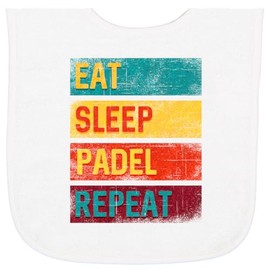 inktastic Eat Sleep Padel Repeat Baby Terry Cloth Bib White 41a36