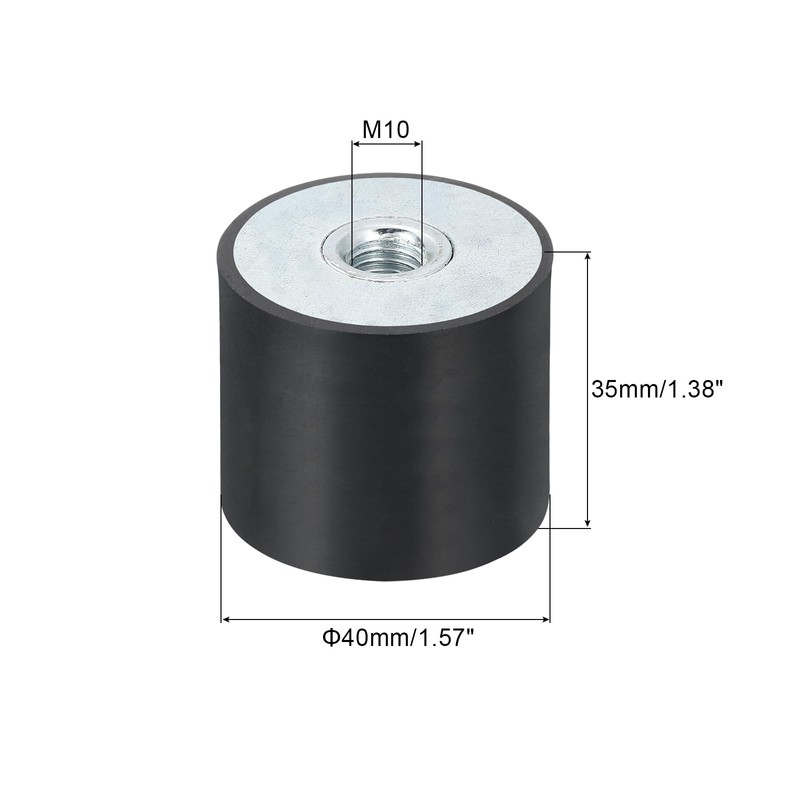 sourcing map 40 x 35mm M10 Thread Female Rubber Mounts,