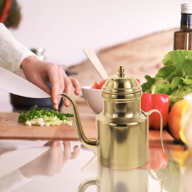 Cabilock 14oz Olive Oil Dispenser Bottle for KitchenGold Olive Dispenser Gold Stainless Oil Dispenser Bottle Vinegar Dispenser Can with Non-for Kitchen Gadgets, Air Fryer, Salad