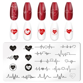 KAAGEE 5pcs Nail Stamping Plates with Nail Stamper Scraper, Valentine's Day Nail Stamp Romantic Love Heart Nail Plate Stamps Stencils Nail Art Template for DIY Print Manicure Tool Salon Design