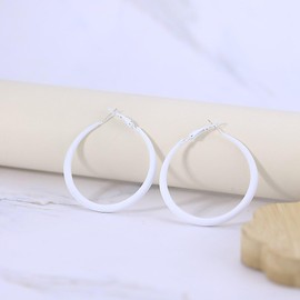 Colorful Hoop Earrings for Women 80s Hoop Earrings Neon Hoops Earring Colorful Matte Large Round Loop Earring 80s 90s Neon Jewelry for Women Accessories (white)