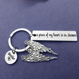 Vadaka Brother Memorial Jewelry Brother Memorial Keychain A Piece of My Heart is in Heaven Key Chain Keyring Brother Memorial Gift Remembrance Sympathy Gift in Memory of Brother Gift