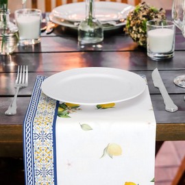 Arquiel Napkins, Blue Lemon, Set of 6, Fabric Napkins, 100% Cotton, Decorative Soft Reusable Dining Table, Napkins for Weddings, Kitchen, Household, Spring/Summer (45 x 45 cm)