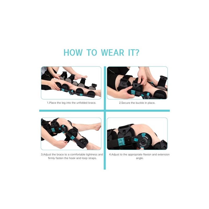Hinged Rom Knee Brace, Adjustable Post Op Knee Immobilizer for