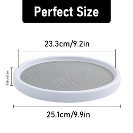 10 Inch Lazy Susan Organizer, Turntable Organizer for Cabinet, Kitchen Storage, Refrigerator, Countertop, Rotating Spice Rack for Household, Gray