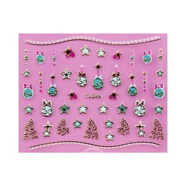 Generic Christmas Tree Santa Reindeer Snowman Snow Presents Stocking 3D Nail Sticker Tj049 G Nail Wraps Stickers Manicure Supplies for Women Nails Full Long Lasting Easy Apply and Remove