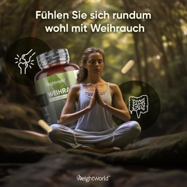 WeightWorld Frankincense Capsules - 2000mg Boswellia Powder per Capsule - 400mg Frankincense Extract - 85% Boswellic Acids - 180 Capsules for 6 Months - Indian Frankincense - No Magnesium Stearate - WeightWorld