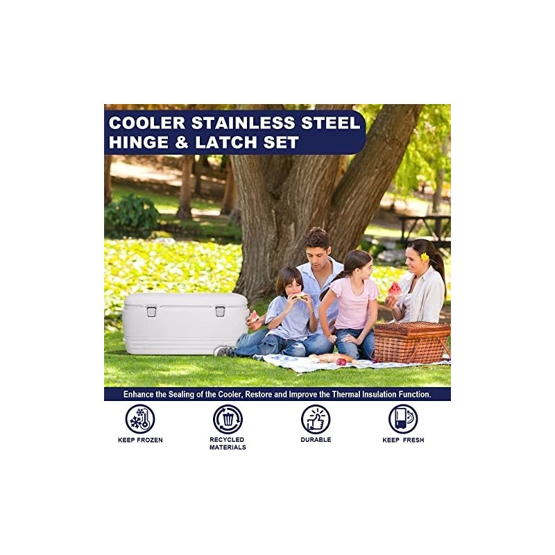 Wndine Cooler Stainless Steel Hinge & Latch Set, For Igloo