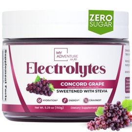 Zero Sugar - Concord Grape Electrolytes Powder - Very Refreshing Hydration - Caffeine Free Energy with All Natural Ingredients - Vegan, Keto & Paleo - Sugar Free Electrolytes Drink Mix - 30 Servings
