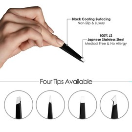 Sharpend Eyebrow Tweezers Set - 4 Piece Stainless Steel Professional Tweezers for Eyebrows Facial Hair & Ingrown Hair Removal Splinter & Tick Remover False Eyelashes Tools for Men and Women