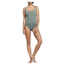 Seafolly Women's Standard DD Cup Tank One Piece Swimsuit with Belted Detail, Active OliveLeaf, 10 US