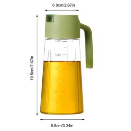 Hisdricus Ölflasche, Olivenölflasche, ölspender, 630ml Auto Flip Öl Flaschen, mit Rutschfester Griff, einfach nachzufüllen und zu reinigen, für Sojasauce Olivenöl Essig (Grün)